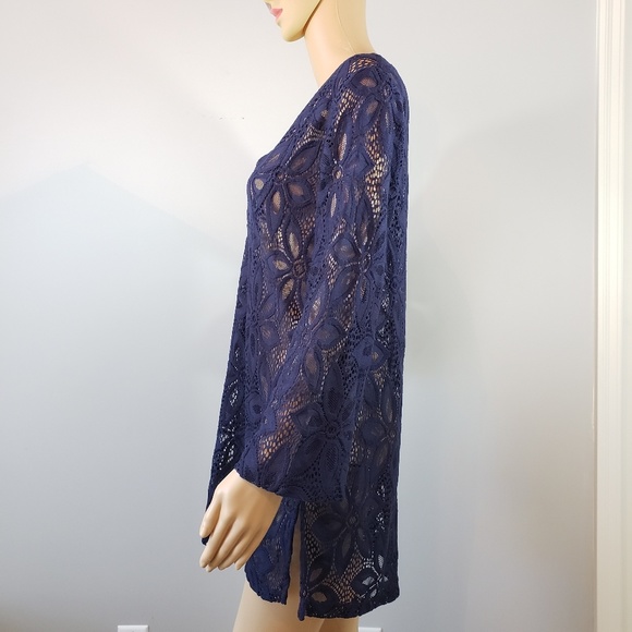 J. Valdi Daisy Lace Vee Yoke Cover-Up Tunic - Picture 4 of 8